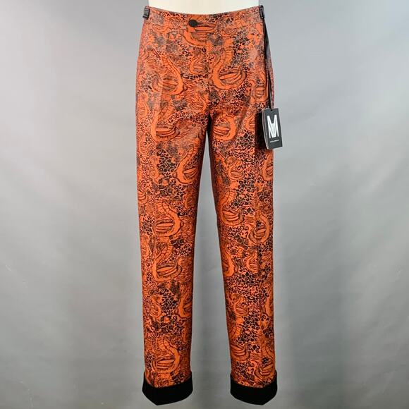 MARCELL VON BERLIN Size 38 Viper Orange Black Jacquard Shawl Lapel Cuffed Suit - Picture 5 of 16